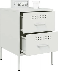 vidaXL Κομοδίνα 2 τεμ. Λευκές 36x39x50,5 εκ. Χάλυβα