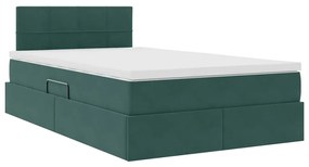 vidaXL Κρεβάτι με αποθηκευτικό χώρο και LED με στρώμα Σκούρο Πράσινο