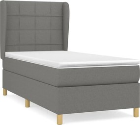 vidaXL Κρεβάτι Boxspring με Στρώμα Σκούρο Γκρι 90x190 εκ. Υφασμάτινο