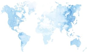 Εικόνα στον παγκόσμιο χάρτη ακουαρέλας από φελλό σε γαλάζιο χρώμα - 120x80
