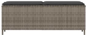 vidaXL Πάγκος κήπου με μαξιλάρι γκρι 110x30x40,5 cm Poly Rattan