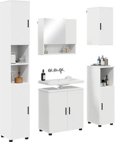 vidaXL Σετ Επίπλων Μπάνιου 5 pcs Λευκό Επεξεργασμένο ξύλο &amp; Μέταλλο