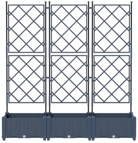 vidaXL Γλάστρα Κήπου με Πλέγμα 3 τμχ Γκρι 120x40x125.5 εκ.
