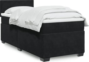 vidaXL Κρεβάτι Boxspring με Στρώμα Μαύρο 80 x 200 εκ. Βελούδινο