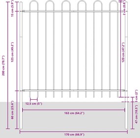 vidaXL Φράχτης Κήπου BOXTEL 4 τμχ. 6,8 x 0,8 μ Ατσάλι με Πούδρα Λευκό