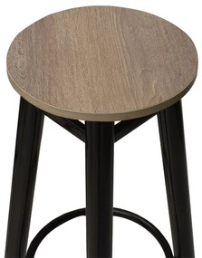 Σκαμπό μπαρ Onyx pakoworld ξύλο δρυς-μέταλλο μαύρο gloss Φ33x77εκ