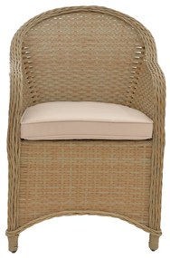 Πολυθρόνα κήπου Hadrian pakoworld rattan καφέ- textilene μπεζ 70x57x85εκ