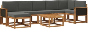 vidaXL Σειρά Καναπέ Εξωτερικού 8 pcs Φυσικό και Ανθρακί Πολυεστέρας