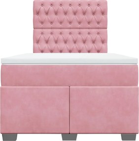 vidaXL Κρεβάτι Boxspring με Στρώμα Ροζ 120x200 εκ. Βελούδινο