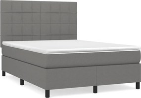 vidaXL Κρεβάτι Boxspring με Στρώμα Σκούρο Γκρι 140x190 εκ. Υφασμάτινο