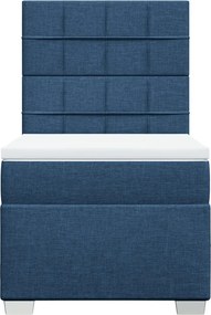 vidaXL Κρεβάτι Boxspring με Στρώμα Μπλε 100 x 200 εκ. Υφασμάτινο