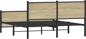 vidaXL Σκελετός Κρεβ. Χωρίς Στρώμα Sonoma Δρυς 140x190 εκ. Μεταλλικό