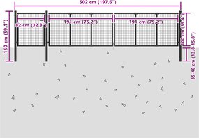 vidaXL Πόρτα Περίφραξης Κήπου Ανθρακί 500 x 100 εκ. Ατσάλινη