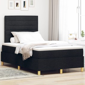 vidaXL Κρεβάτι Box Spring με Στρώμα & LED Μαύρο 120x200 εκ. Ύφασμα