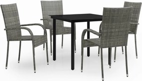 vidaXL Σετ Τραπεζαρίας Κήπου 5 Τεμαχίων Γκρι / Μαύρο