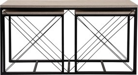 Coffee Table Set Defne - Black, Travertine Travertine Black