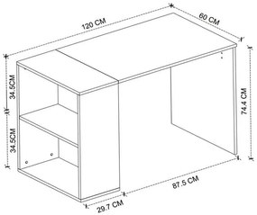 Γραφείο εργασίας Smyrna Megapap χρώμα λευκό 120x60x74,4εκ.