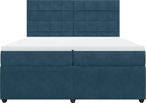 vidaXL Κρεβάτι Boxspring με Στρώμα Μπλε 200x200 εκ. Βελούδινο