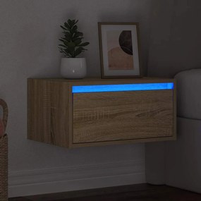 vidaXL Κομοδίνο Επιτοίχιο με Φώτα LED Sonoma Δρυς