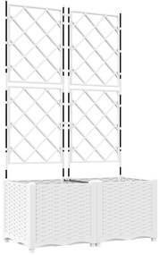 vidaXL Γλάστρα  με πλέγμα 2 τμχ Λευκό 80x40x143 εκ