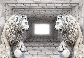 Αυτοκόλλητη φωτοταπετσαρία - Stone Lions - 245x175