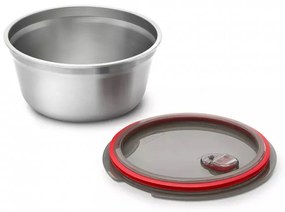 Τάπερ φαγητού Black+Blum Meal Prep FBSS-BL-L017, 950 ml, Στρογγυλό, Θυρίδα ασφαλείας στο φούρνο, Χωρίς BPA, Ανοξείδωτο ατσάλι, Γκρι/Κόκκινο