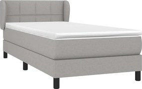 vidaXL Κρεβάτι Boxspring με Στρώμα Ανοιχτό Γκρι 100x200 εκ. Υφασμάτινο