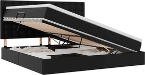 vidaXL Κρεβάτι Αποθήκης με στρώμα Μαύρο 200 x 200 cm Τεχνητό Δέρμα