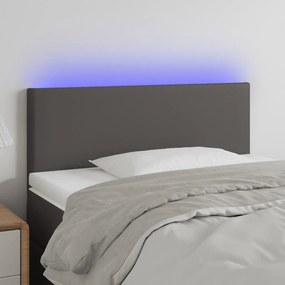 Κεφαλάρι Κρεβατιού LED Γκρι 100x5x78/88 εκ. από Συνθετικό Δέρμα 3121420