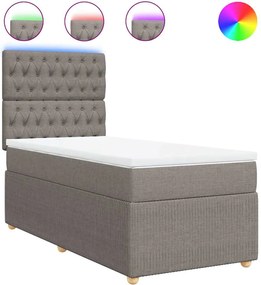 vidaXL Κρεβάτι Boxspring με Στρώμα Taupe 100 x 200 εκ. Υφασμάτινο