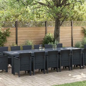 vidaXL Σέτ φαγητού για κήπο 15 pcs Ανθρακί Rattan Polt
