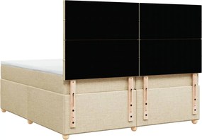 vidaXL Κρεβάτι Boxspring με Στρώμα Κρεμ 200x200 εκ. Υφασμάτινο