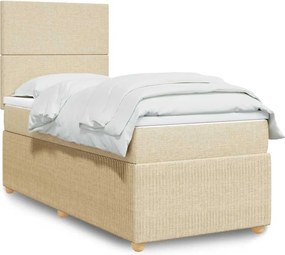 vidaXL Κρεβάτι Boxspring με Στρώμα Κρεμ 90x190 εκ.Υφασμάτινο
