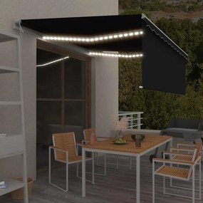 vidaXL Ηλεκτρική τέντα με LED και αισθητήρα 4,5 x 3 m Ανθρακί
