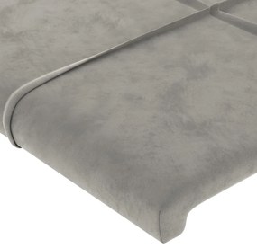 Κεφαλάρι με Πτερύγια Ανοιχτό Γκρι 183x16x118/128 εκ. Βελούδινο - Γκρι