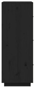 Ντουλάπι Ψηλό Μαύρο 34 x 40 x 108,5 εκ. από Μασίφ Ξύλο Πεύκου - Μαύρο
