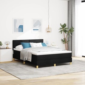 vidaXL Κρεβάτι με Βάση και Στρώμα & LED Μαύρο 160x200 cm Υφασμάτινο