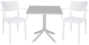 Τραπεζαρία Groovy-Fontline pakoworld σετ 3τεμ PP λευκό 80x80x74,5εκ. 253-000108
