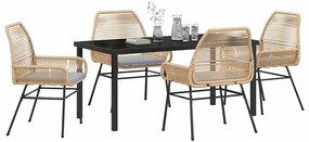 vidaXL Σέτ φαγητού για κήπο 5 pcs Καφέ συνθετικό ρατάν