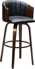 ENZO Σκαμπό Bar Καρυδί, Pu Μαύρο   1τμχ