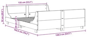Σκελετός Κρεβ. Χωρίς Στρώμα Καφέ Κεριού 135x190 εκ Μασίφ Πεύκο - Καφέ