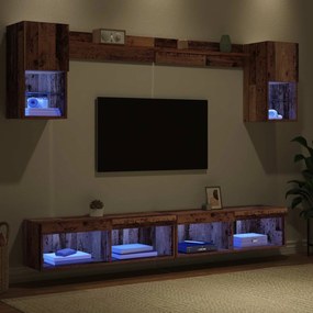 Μονάδες Τοίχου ΤV με LED 6 pcs Παλιό ξύλο Επεξεργασμένο ξύλο