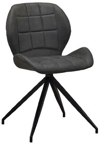 Καρέκλα Μεταλλική NORMA Μαύρη/Ύφασμα Suede Ανθρακί 51x53x81cm (Σετ 2 ΤΕΜ)