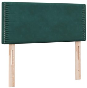 vidaXL Box Spring κρεβάτι με στρώμα σκούρο πράσινο 90x210εκ. Βελούδινο