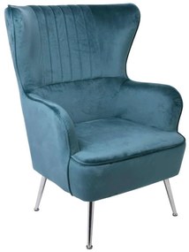 Πολυθρόνα CROMA Ύφασμα Μπλε Velure 76x80x104cm