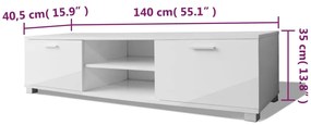 vidaXL Έπιπλο Τηλεόρασης Γυαλιστερό Λευκό 140 x 40,5 x 35 εκ.