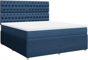 vidaXL Κρεβάτι Boxspring με Στρώμα Μπλε 180x200 εκ. Υφασμάτινο