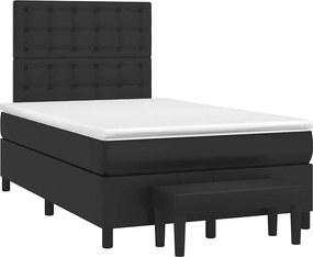 vidaXL Κρεβάτι Boxspring με Στρώμα Μαύρο 120x190εκ.από Συνθετικό Δέρμα