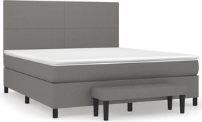 vidaXL Κρεβάτι Boxspring με Στρώμα Σκούρο Γκρι 160x200 εκ Υφασμάτινο