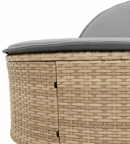 vidaXL Ξαπλώστρα Διπλή Μπεζ από Συνθετικό Ρατάν με Μαξιλάρια